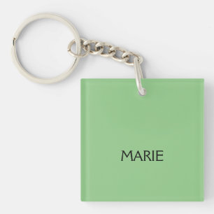 PORTE-CLEFS SIMPLE MINIMAL VERT AJOUTEZ VOTRE NOM TEXTE CADEAU