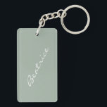 Porte-clefs Simple minimaliste Nom de script Sage Green Person<br><div class="desc">Simple minimaliste Nom de script Sage Green Porte - clé personnalisé</div>