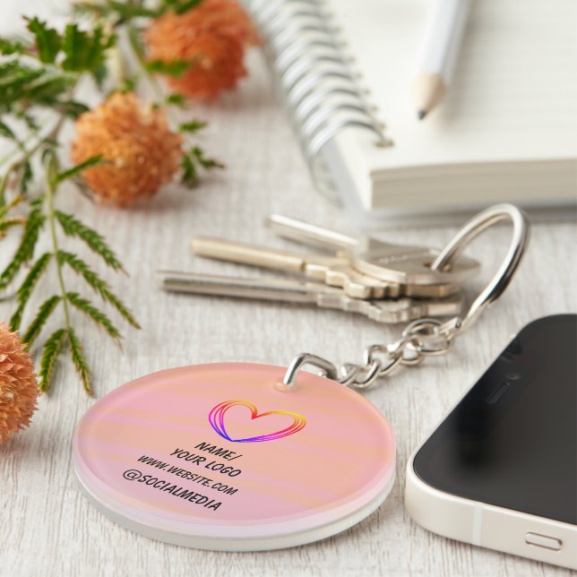 Porte-clefs simple minimum ajouter votre logo nom aquarelle ke (Devant droit)