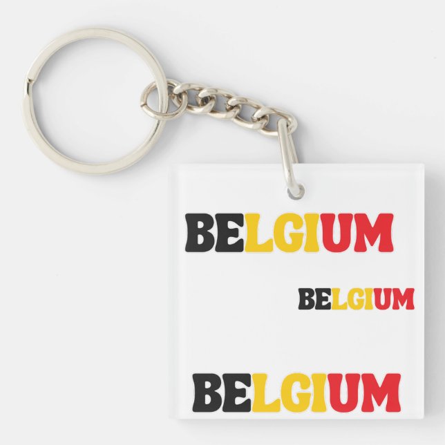 Porte-clefs Simple Moderne Belgique National Drapeau Vêtements (Devant)