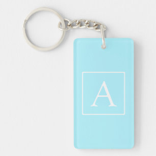 Porte-clefs Simple Monogramme Bleu Ciel