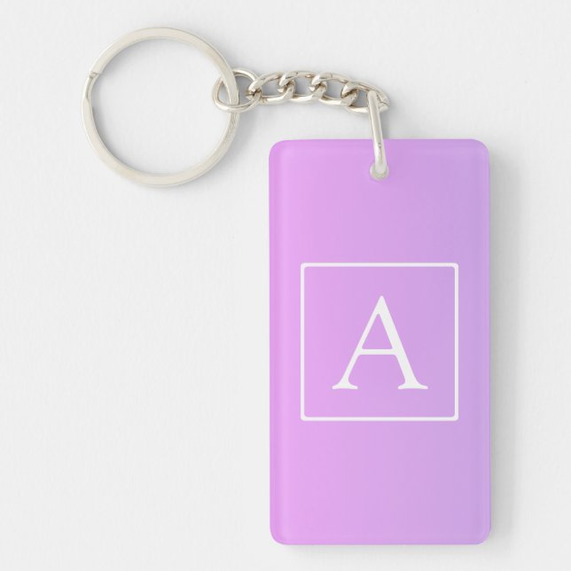 Porte-clefs Simple Monogramme | Dégradé Rose/Violet Subtil (Devant)
