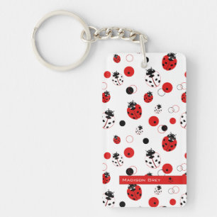 Porte-clefs Simple Motif Ladybug rouge, noir et blanc