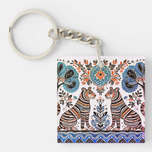 Porte-clefs simple peinture madhubani