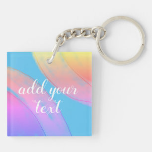 Porte-clefs simple personnalisé rose violet pétillant ajouter