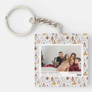 Porte-clefs Simple Photo de Noël pour jeunes mariés heureux