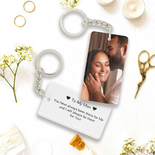 Porte-clefs Simple Pour Mon Homme Script et Photo Double Face