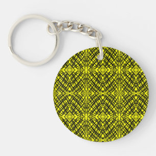 Porte-clefs Simple Scribble Carreaux miroir Jaune