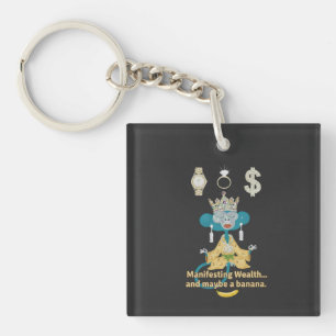 Porte-clefs Singe d'art zen manifestant la richesse