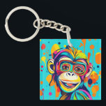 Porte-clefs Singe souriant<br><div class="desc">Singe souriant - adorable art coloré</div>