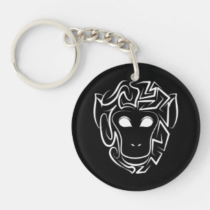 Porte-clefs Singe tribal noir et blanc