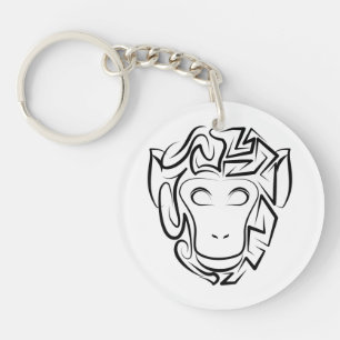 Porte-clefs Singe tribal noir et blanc
