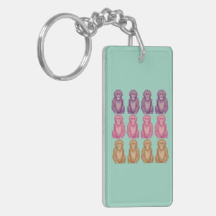 Porte-clefs Singes colorés de style pixel whimsique