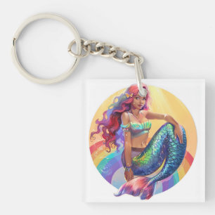 Porte-clefs Sirène arc-en-ciel
