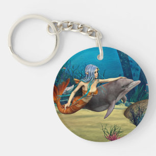 Porte-clefs Sirène avec dauphin
