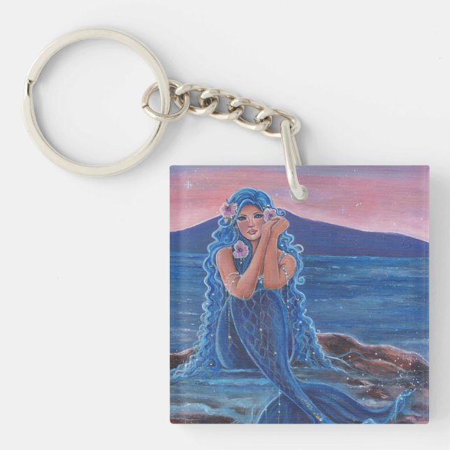 Porte-clefs Sirène bleu Daydreamer par Renee Lavoie (Devant)