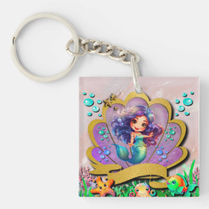 Porte-clefs Sirène, Coquillage, Amis Animaux Marins, Récif de