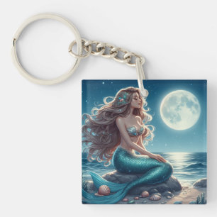 Porte-clefs Sirène sur la plage la nuit