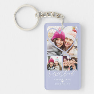 Porte-clefs Sisterhood Script BFFs Heart 3 Photo Grid Collage