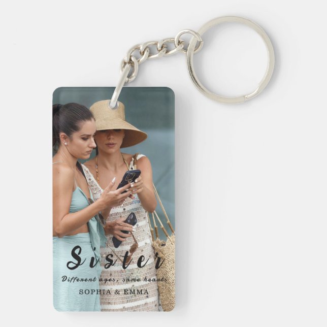 Porte-clefs Sisters Photo Collage Keychain – Same Hearts (Dos)