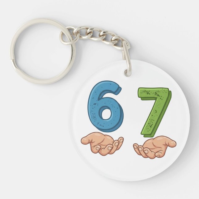 Porte-clefs Six Seven Bleu Vert Pourriture du Cerveau (Devant)