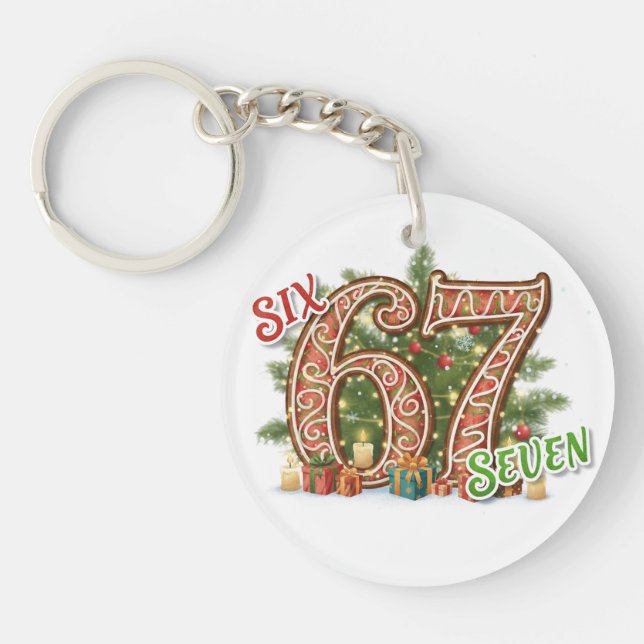 Porte-clefs Six Seven Christmas Brain Rot (Devant)