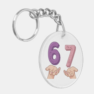 Porte-clefs Six Seven Rose Violet Pourriture du Cerveau