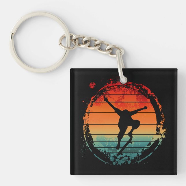 Porte-clefs Skateboard vintage (Devant)