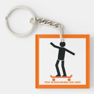 Porte-clefs Skateboardeur sur son skateboard personnalisé