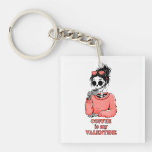 Porte-clefs Skeleton Coffee Est Mon Valentine Funny Valentines