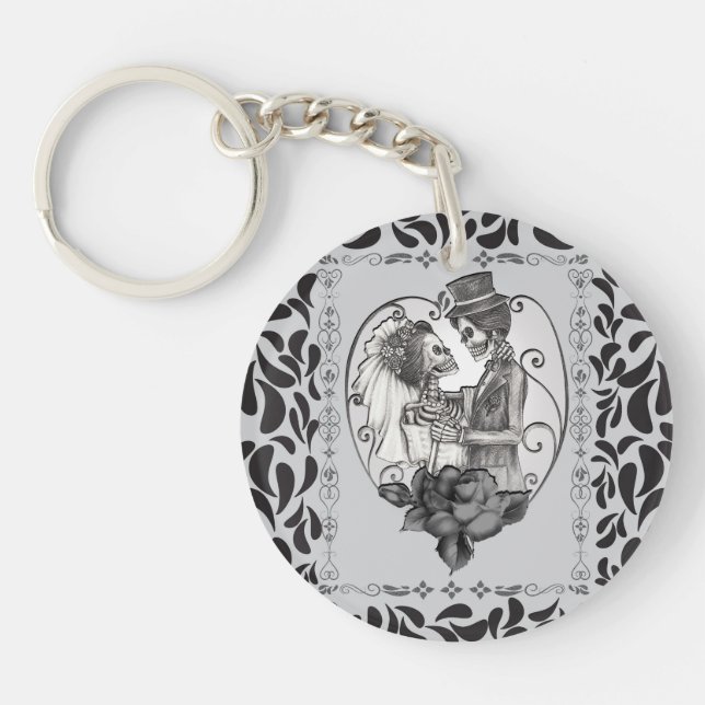 Porte-clefs Skeleton Love Couple Mariage Danse (Devant)