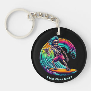 Porte-clefs Skeleton Surfer En Vague