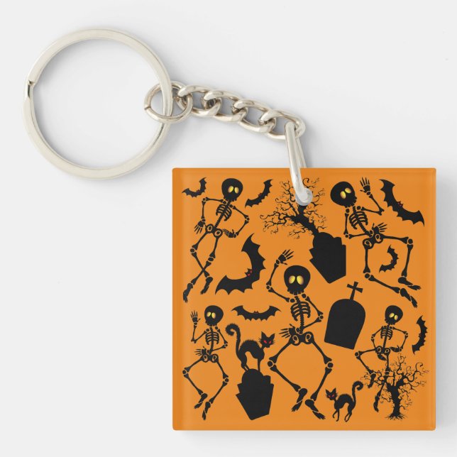 Porte-clefs Skeletons d'Halloween Macabre Dance (Devant)