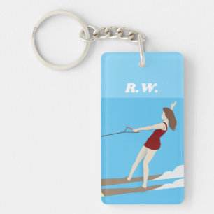 Porte-clefs Ski nautique de style vintage