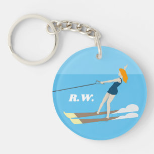 Porte-clefs Ski nautique de style vintage