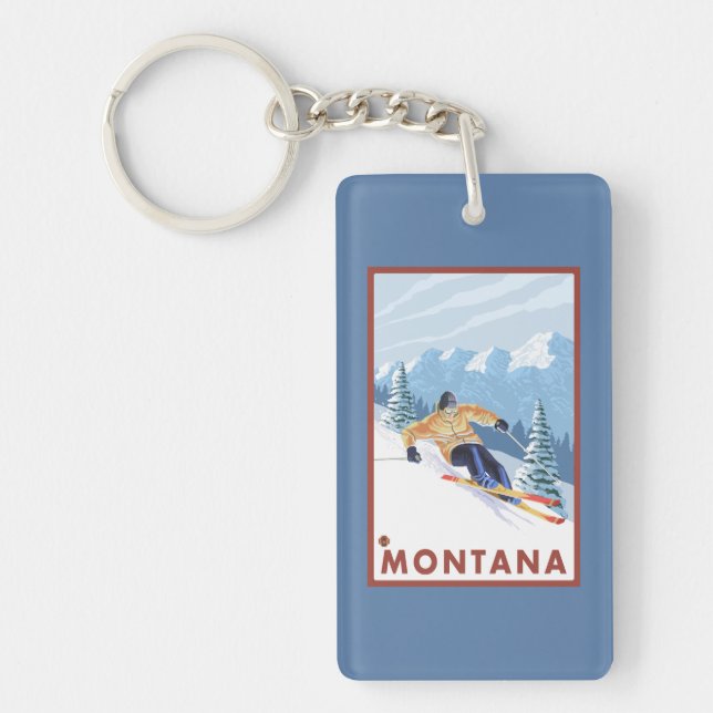 Porte-clefs Skieur de neige de Downhhill - Montana (Devant)