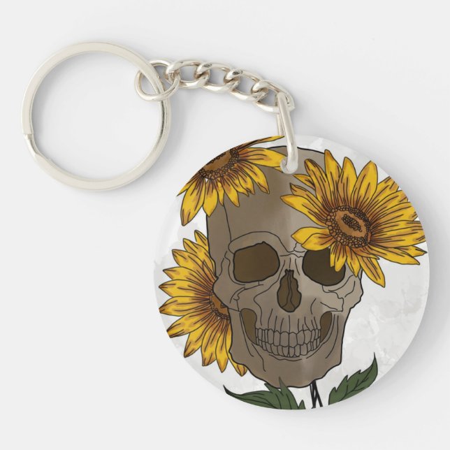 Porte-clefs Skull Meets Sunflower  (Devant)