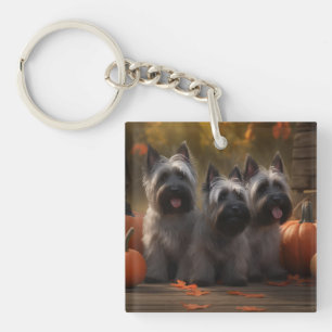 Porte-clefs Skye Terrier Chiot Automne Citrouille délice