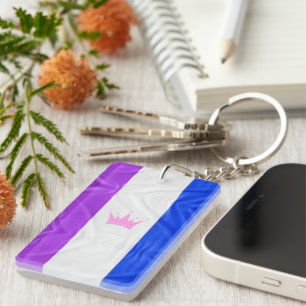 Porte-clefs SlipperyJoe drag drapeau de fierté violet blanc bl