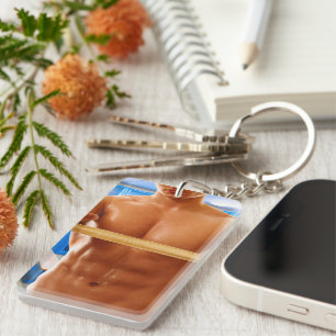 Porte-clefs SlipperyJoe homme musclé abs vestiaire pièce carre