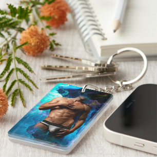 Porte-clefs SlipperyJoe homme musclé sous-vêtements bulle dyna