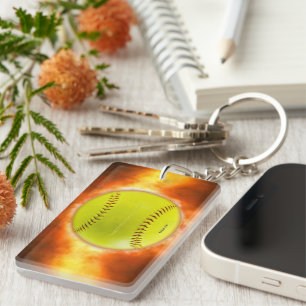 Porte-clefs SlipperyJoe's artistic Softball on fire gay gifts 