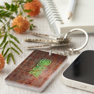 Porte-clefs SlipperyJoe's dynamique néon gay signe vert brique