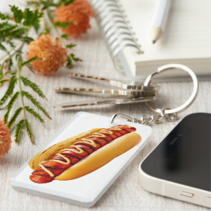 Porte-clefs SlipperyJoe's hot dog ambiance estivale BBQ niché