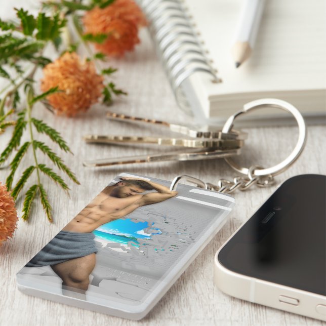 Porte-clefs SlipperyJoe's Man serviette brisée mur de brique b (Devant droit)