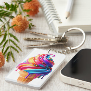 Porte-clefs SlipperyJoe's vibrante crème glacée cone classique