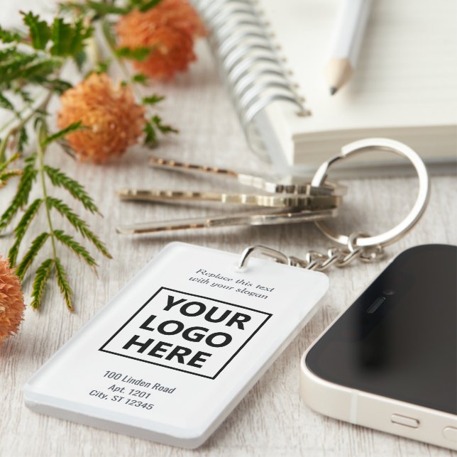 Porte-clefs Slogan de logo promotionnel moderne Adresse commer (Devant droit)