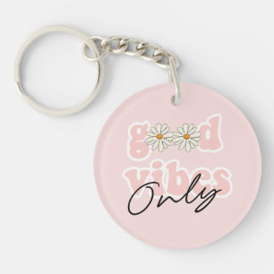 Porte-clefs Slogan hippie des années 70 de Good Vibes