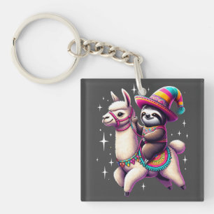 Porte-clefs Sloth Riding Sur Llama Cute Animaux Enfants Garçon