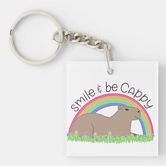 Porte-clefs Smile and Be Cappy mignon et heureux capybara (Devant)